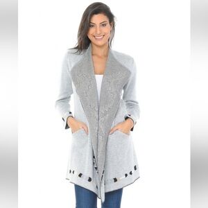 NWT the Collection Royal Gray Open Front Cardigan Sweater with Belt